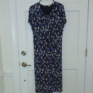 Boss Blue and Black Abstract Midi Dress